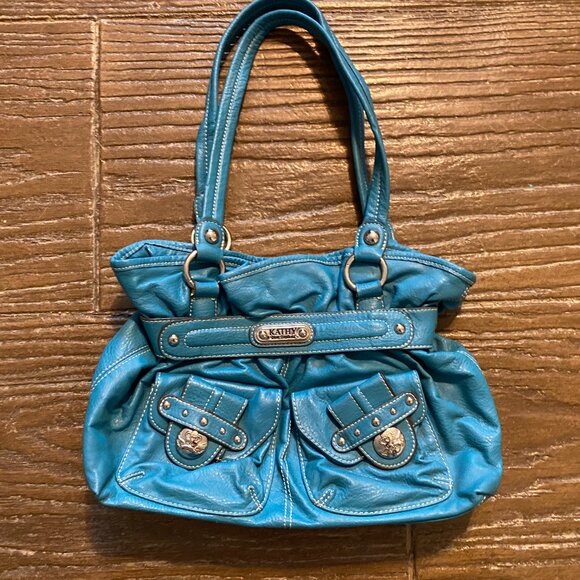 Kathy Van Zeeland Turquoise Colored shoulder handbag/purse. Cutest ever - Picture 1 of 7